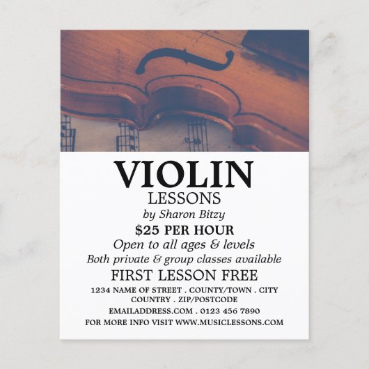 Werbung für klassische Violine und Violine Flyer (Vorne)