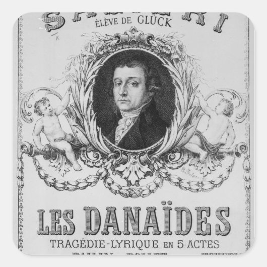 Werbung für "Les Danaides" Quadratischer Aufkleber (Vorderseite)