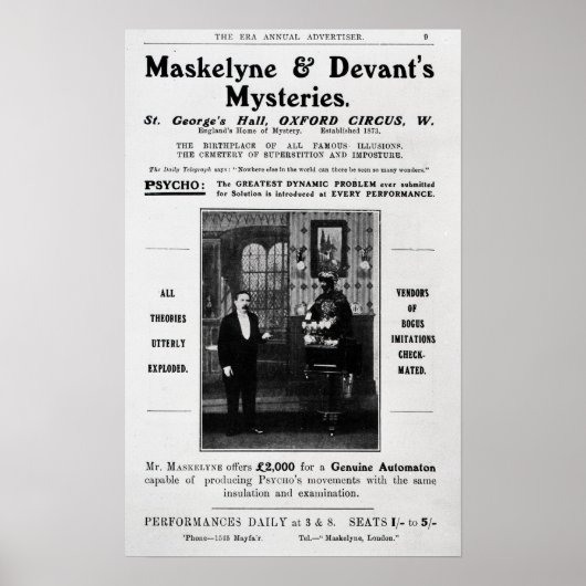 Werbung für Maskelyne & Devant's Mysteries Poster (Vorne)