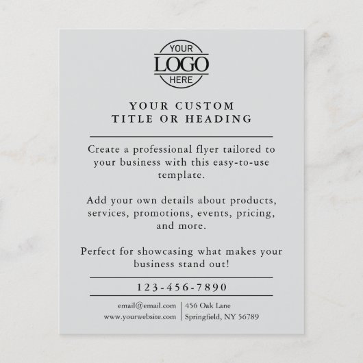 Werbung für moderne, hellgraue Firmenlogos Flyer (Hinten)