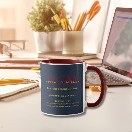 Werbung für Mongram-Logos mit Navy Red Gold Tasse