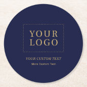 Werbung für Navy-Gold-Markenlogos für kundenspezif Runder Pappuntersetzer (Vorderseite)