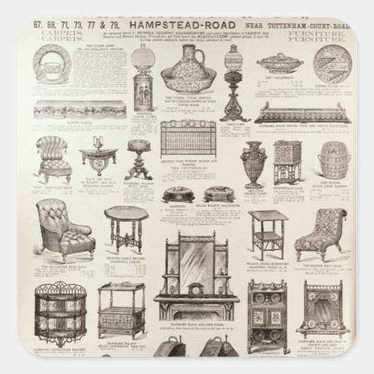 Werbung für Oetzmann & Co. Quadratischer Aufkleber (Vorderseite)