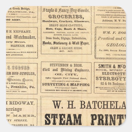 Werbung für Öl Quadratischer Aufkleber (Vorderseite)