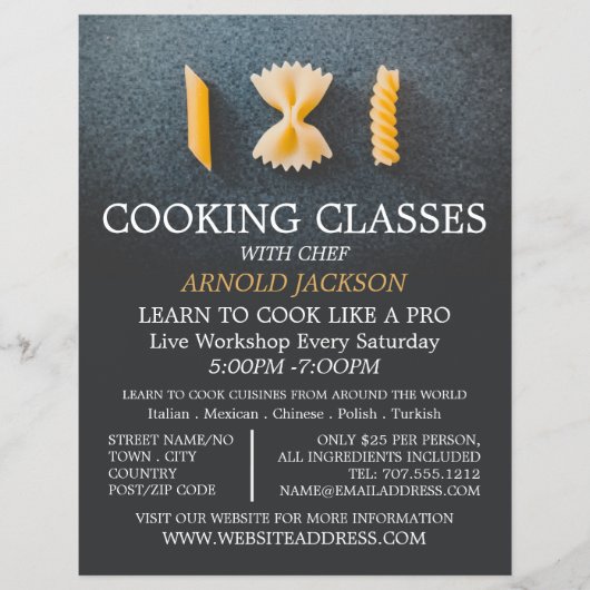 Werbung für Pasta, Kochkurse Flyer (Vorne)