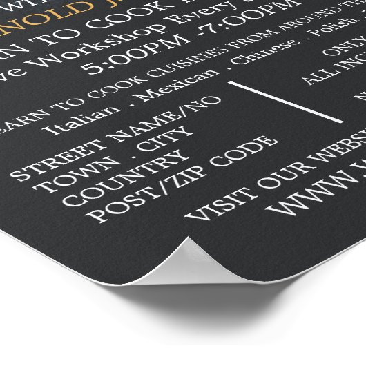 Werbung für Pasta, Kochkurse Poster (Ecke)