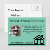 Werbung für Real Anwesen Agent Realty Company Post Postkarte (Vorne/Hinten)