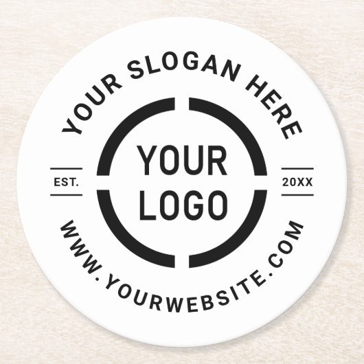 Werbung für runde, weiße, benutzerdefinierte Logos Runder Pappuntersetzer (Vorderseite)