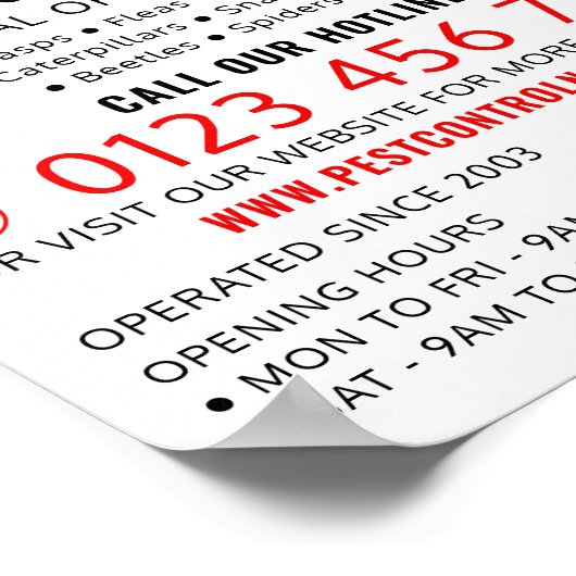 Werbung für rustikale Schädlingsbefall-Kontrolle Poster (Ecke)