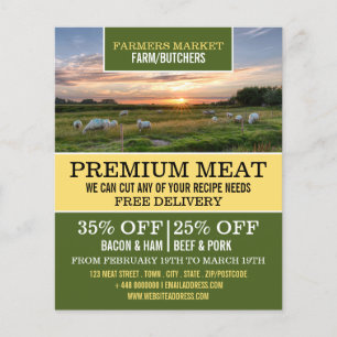 Werbung für Schafe in Feld, Bauer und Metzger Flyer