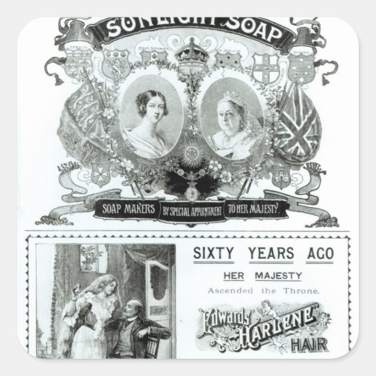 Werbung für Sonnenlicht-Seife Quadratischer Aufkleber (Vorderseite)