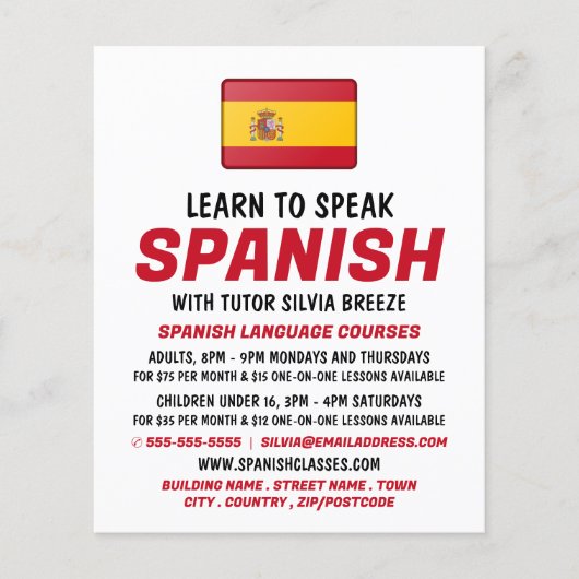 Werbung für Spanische Flagge, Spanische Sprachkurs Flyer (Vorne)