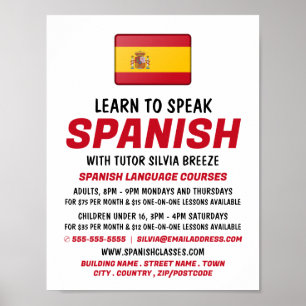 Werbung für Spanische Flagge, Spanische Sprachkurs Poster