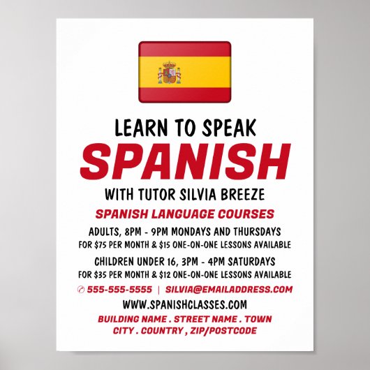 Werbung für Spanische Flagge, Spanische Sprachkurs Poster (Vorne)