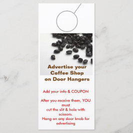 Werbung für TÜR-HANGER-Werbeaktion im Coffee Shop