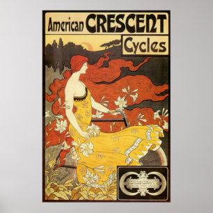 Werbung für Vintage amerikanische Crescent Cycles Poster