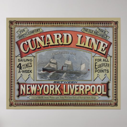 Werbung für Vintage Cunard Line Shipping Company Poster (Vorne)