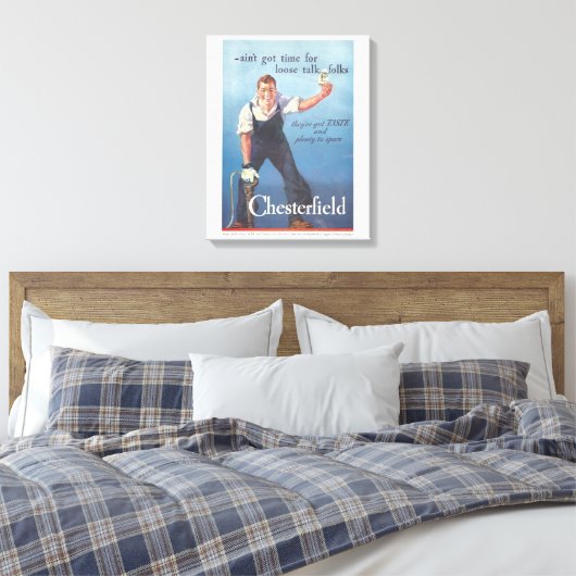 Werbung für Vintage Zigaretten Leinwanddruck (Insitu (Schlafzimmer))
