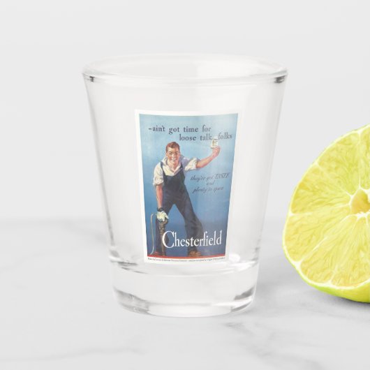 Werbung für Vintage Zigaretten Schnapsglas (Vorderseite)