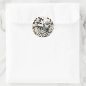 Werbung für Vintages Hühnchen Gefüttert Runder Aufkleber (Tasche)