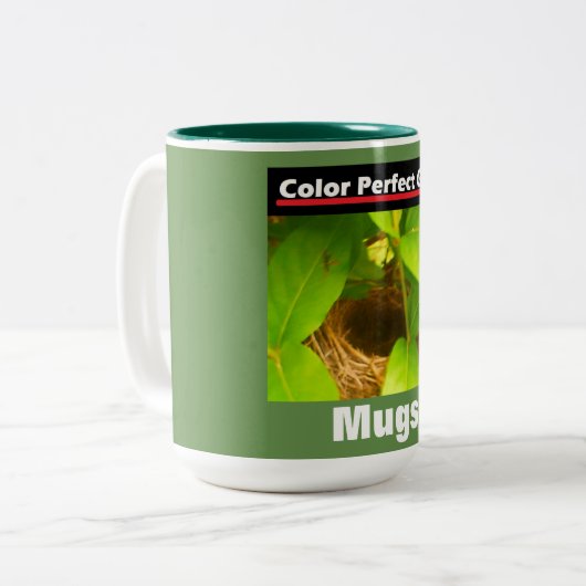 Werbung Hummingbird Nest Zweifarbige Tasse (Vorderseite Links)