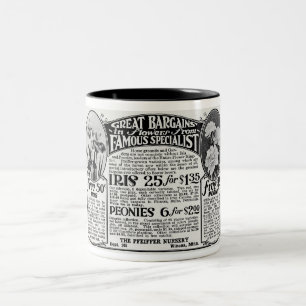 WERBUNG IN BLUME DER 1920ER Jahre Zweifarbige Tasse