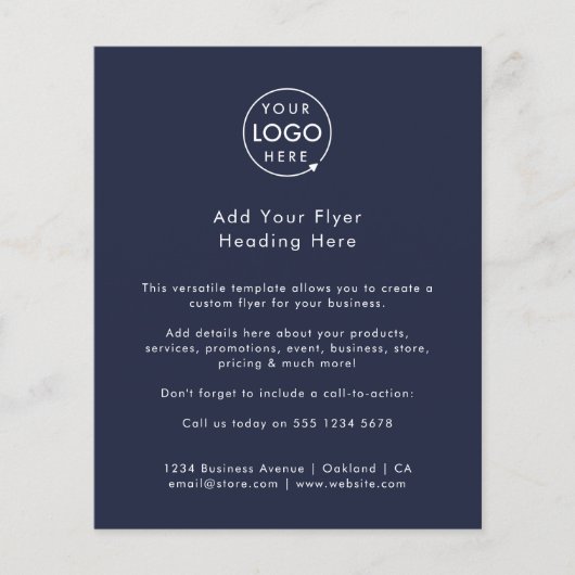 Werbung | Navy Blue Modern Logo Flyer (Vorne)