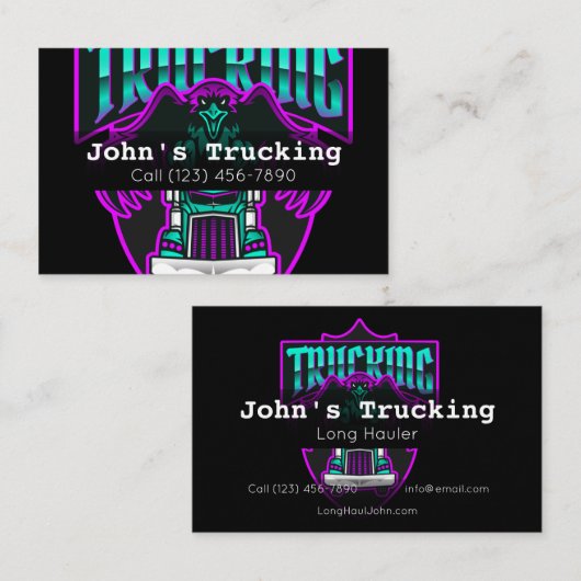 Werbung Trucking Company Services Hauling Business Visitenkarte (Vorne/Hinten)