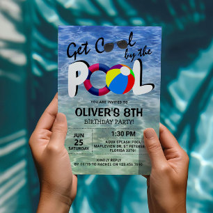 Werde am Pool cool - Kindergeburtstag Einladung