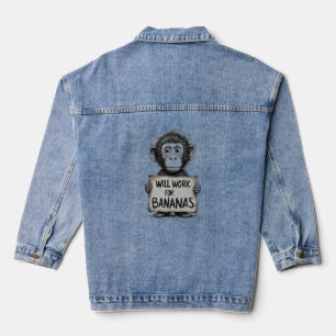 Werde Arbeiten für Bananen - Humorvolle Monkey-Ski Jeansjacke