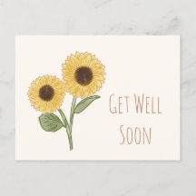 Werde Bald Gesund Minimal Sonnenblume Postkarte