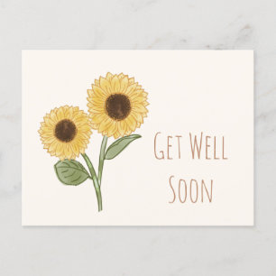Werde Bald Gesund Minimal Sonnenblume Postkarte