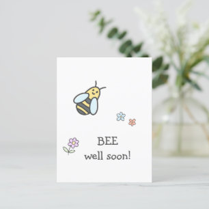 Werde bald wieder gesund! Süße Blumen und Biene We Postkarte