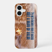 "Werde ein Mann von Wert" Inspiration Zitat iPhone 16 Hülle (Rückseite)