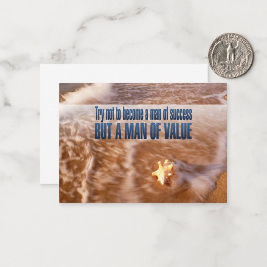 "Werde ein Mann von Wert" Inspiration Zitat Mitteilungskarte (Vorderseite/Rückseite Beispiel)