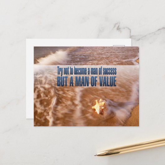 "Werde ein Mann von Wert" Inspiration Zitat Postkarte (Vorderseite/Rückseite Beispiel)