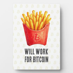 Werde für Bitcoin arbeiten Fotoplatte