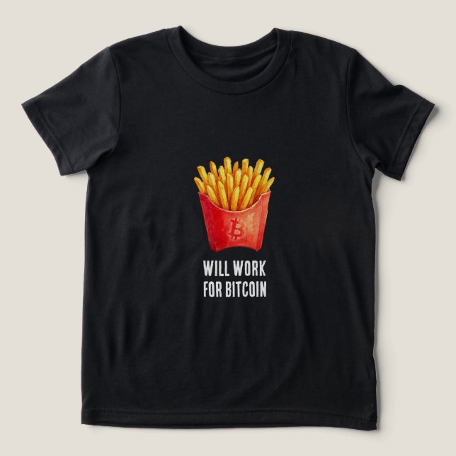 Werde für Bitcoin arbeiten (Schwarz) Tri-Blend Shirt (Design Vorderseite)