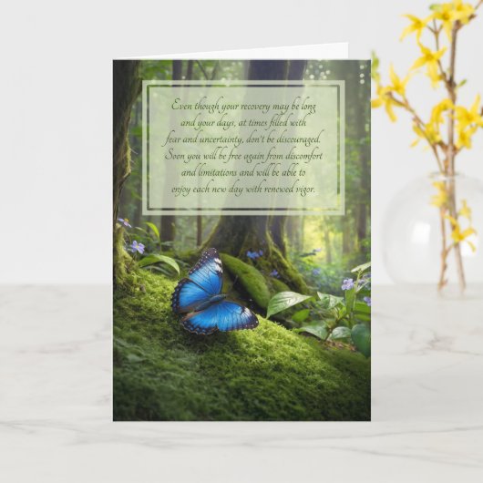Werde Gesund Sentimentaler Blauer Schmetterling im Karte (Gelbe Blume)
