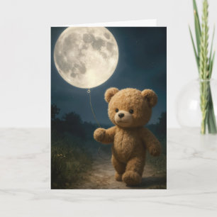 Werde Gesund Teddybär mit Mondballon Karte