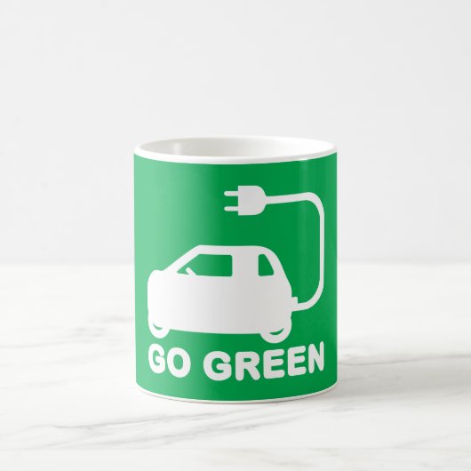 Werde grün ~ Fahre Elektroautos Kaffeetasse (Mittel)