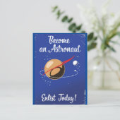 Werde heute Astronauten! Postkarte (Stehend Vorderseite)