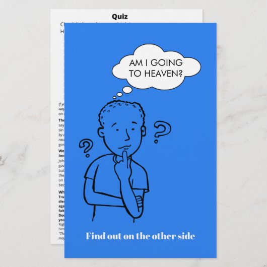Werde ich in den Himmel Quiz Bible Trakt Flyer? (Vorne/Hinten)