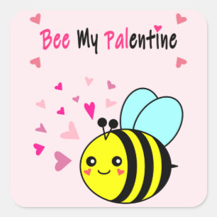 Werde mein Valentinsbiene Süßer Valentinstag Quadratischer Aufkleber