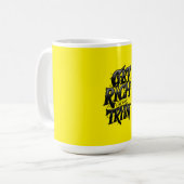 Werde reich oder stirb beim Versuch — Chrome-Typog Kaffeetasse (Vorderseite Links)