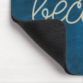 "Werde" Seiltext auf blauem Leder Mousepad (Ecke)