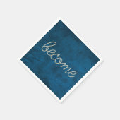 "Werde" Seiltext auf blauem Leder Serviette (Ecke)