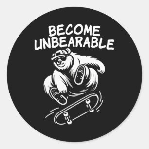 Werde unerträglich lustiger Skateboarding-Bär-Meme Runder Aufkleber