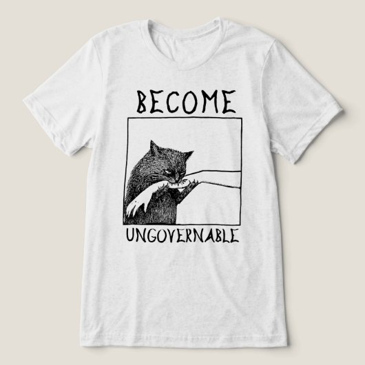 Werde unregierbare schwarze Katze Meme Tri-Blend Shirt (Design Vorderseite)
