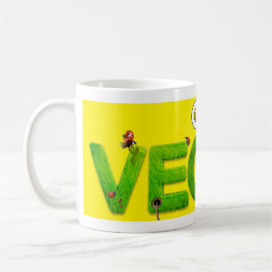Werde Vegan Helles Gelb und Grün Kaffeetasse